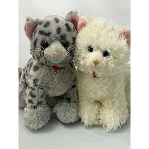 Build-A-Bear Promise Pets Plush Cats Grey Spotted Tabby & White Kitten Collars